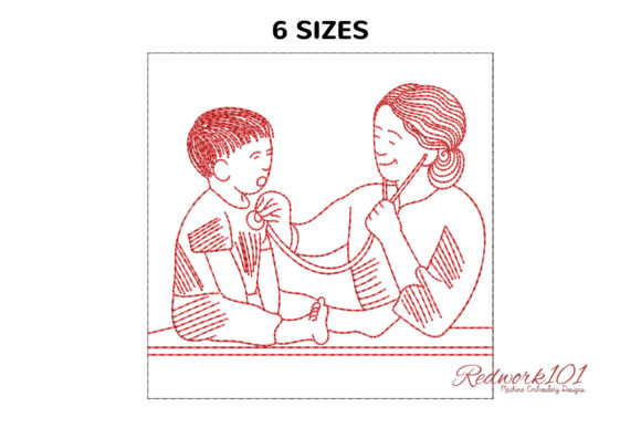 Review: Female Doctor Doing Examination Redwork Design
