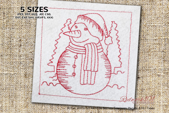 Snowman with Scarf and Hat Redwork: A Holiday Review
